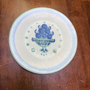 MA Hadley‎ Bread Plate Unisex 9in Blue White Fruit Basket Hand Painted Stoneware